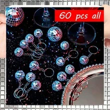 2/20/40/60/80个闪亮反光迷你迪斯科球吊坠，闪亮包包挂饰，派对装饰，手机挂件，送给客人和朋友的礼物，适合派对、婚礼、家庭聚会、毕业典礼、生日庆祝等场合。 - 銀色 - 查看 6