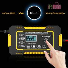Cargador De Baterias Intelligente Para Auto, Moto 110V, Para AutomóVil Y Motocicleta, Cargador De BateríAs De ReparacióN Por Pulsos, Pantalla Digital LED Intelligente, Cargador De Coche Inteligente, BateríA De Coche, Mantenedor De BateríA, Cargador De BateríA De Plomo-áCido Con Pantalla LED,  Cargador De BateríA Intelligente, Para BateríAs De Plomo-áCido,Para AutomóViles, Camiones Y Motocicletas (Rojo, Amarillo, Azul, Verde) - Amarillo - Ver 6