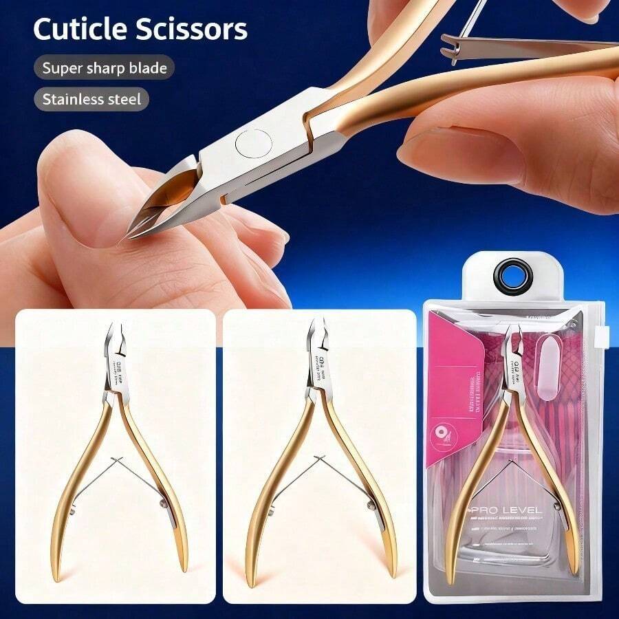 1pc G09 High-End Gold Reverse Blade Scissors - Foot And Hand Dead Skin Trimmer, Premium Gold Coating, Sharp Reverse Blade, Precise Trimming, Durable And Comfortable Grip, Ideal For Daily Foot And Hand Care, Essential Tool To Maintain Clean Skin. - Silver - View 1