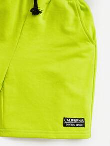 Bộ áo thun ngắn tay và quần short in chữ cho bé trai tuổi teen - màu đen - Xem 4