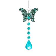 Butterfly Sun Catcher With Crystals Hanging Decorations For Window Wall Home Outside Garden - 藍色 - 查看 6