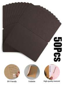 3/10/20/50张装DIY圆角折叠贺卡 - 19.7x14.8厘米/7.75x5.8英寸，空白可涂鸦。提供珠光纸、牛皮纸和纯色卡纸材质。适用于生日、婚礼、感谢活动和日常通信。