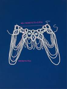 1pc Fashionable European & American Style Sexy Elegant Multi-Layer Faux Pearl Tassel Figure-8 Shoulder Chain Necklace, Suitable For Dresses And Body Accessories - STD004 - View 3