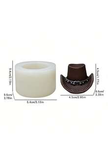 1pc Western Cowboy Hat Silicone Mold - Non-Stick/Easy Demold For Candle/Soap/Resin, Western Party/Birthday/Valentine's/Home Decor - White - View 6
