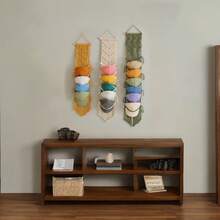 1pc Macrame Wall Hanging, Boho Style Wall Decor Tapestry, Handwoven Colorful Tassel Baseball Cap Display Rack, Wall Mounted Hat Storage Tapestry - Hat Not Included - Multicolor - View 1