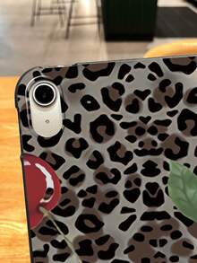 Leopard Print Cherry Pattern Matte IPad Case - Shockproof Protective Cover, Aesthetic Tablet Accessories, Compatible With IPad 11th Generation, IPad Cases, Kindle Cases - Black - View 4