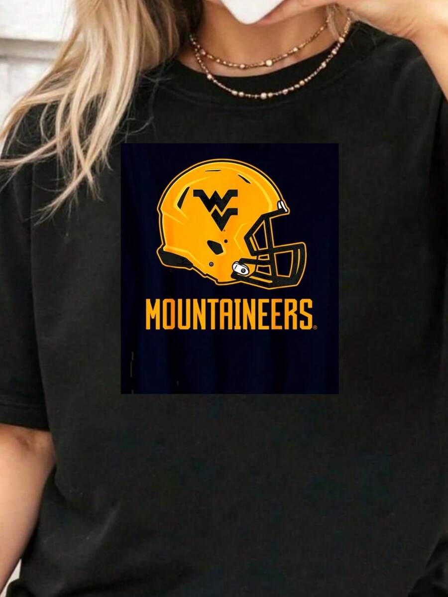 West Virginia Mountaineers WVU Football Helmet  T-. - Black - View 1