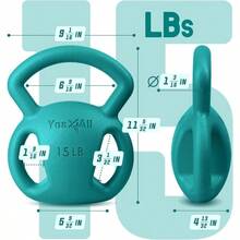 OP-Yes4All - Pesas Rusas de Peso de 10 y 15 Libras con Mango Ancho multiagarre para Ejercicios de Pesas con Mancuernas Equipo de Entrenamiento de Cuerpo Completo - C15 libras verde - Ver 6