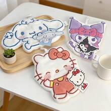 Miniso Sanrio Kuromi Cute Hanging Hand Towel: Skin-Friendly Polyester Fabric, Hangable Design, Home Bathroom & Kitchen Cleaning Hand Towel(1 PC)