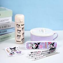 Sanrio 1000毫升不锈钢酷洛米卡通可爱方便面碗，大容量午餐盒，适合学校、旅行和其他场合，餐具盒便当盒 - 1000毫升，学习用品