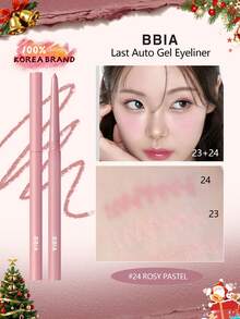 Bbia Last Auto Gel Eyeliner Pencil 24 Rose Pink, Gel Eyeliner Pencil, Quick Drying & Easy To Apply, Long-Lasting Color, Super Smooth, Smudge-Proof, Can Be Used As Eyeshadow, Glitter Eyeliner, Lip Liner, And Contour Pencil, Korean Makeup, 0.3g/0.01oz - 24 ROSY PASTEL - 查看 1