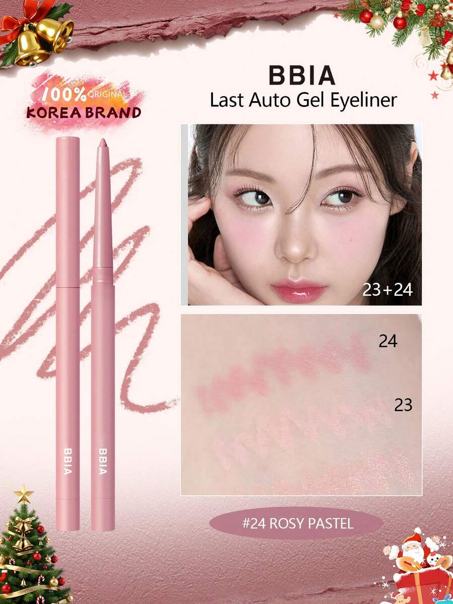 Bbia Last Auto Gel Eyeliner Pencil 24 Rose Pink, Gel Eyeliner Pencil, Quick Drying & Easy To Apply, Long-Lasting Color, Super Smooth, Smudge-Proof, Can Be Used As Eyeshadow, Glitter Eyeliner, Lip Liner, And Contour Pencil, Korean Makeup, 0.3g/0.01oz - 24 ROSY PASTEL - 查看 1