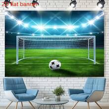 2D平面横幅，1片涤纶美式橄榄球场背景布，多功能运动墙面装饰，四季皆宜，无需电源或电池 - 黑色 - 查看 6