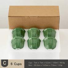 6pcs/Set Embossed Ceramic Tulip Cups (100ml) - Arabic Style Matcha And Coffee Cups, Suitable For Eid Al-Adha - Multicolor - View 16