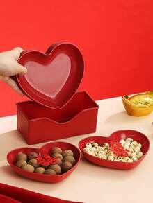 10 piezas de platos con forma de corazón con bases, de material plástico, adecuados para aperitivos y desayuno, accesorios básicos de cocina, reutilizables para uso en la cocina - Multicolor - Ver 7