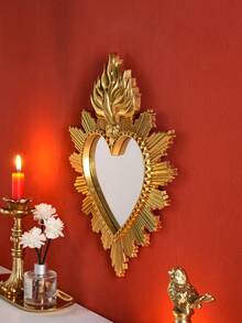 1pc Simple Sacred Heart Flame Shaped Decorative Hanging Ornament, Handmade Flame Heart Shaped Decor For Wall, Suitable For Religious Wall Decor, Home Living Room, Bedroom, Study Room Wall Decoration Or Photography Prop - Multicolor - View 7