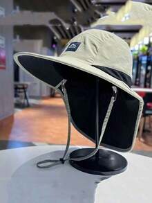 1顶春夏简约实用风防晒防紫外线渔夫帽，复古户外钓鱼徒步抽绳遮阳帽 - 山峰披肩帽 - 查看 6