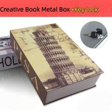 1 pieza Caja fuerte de libro creativa, caja fuerte oculta con cerradura de llave con diseños de Torre de Pisa, coche, Big Ben en tamaño pequeño/mediano/grande, caja fuerte miniatura realista para oficina, dormitorio, caja de almacenamiento decorativa - Torre inclinada de Pisa - Ver 4