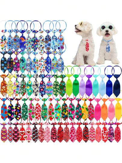 10/50 piezas Corbata de moda para mascotas de colores aleatorios, serie de océano de verano, corbata de moño con margaritas, adecuada para uso diario en mascotas pequeñas y medianas