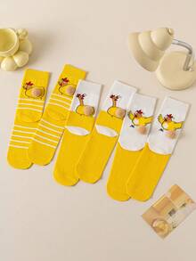 1 Pair Women's Funny Socks With Egg & Chicken Cartoon Animal Pattern, Novelty 3D Quirky Socks, Unisex, Great Gift For Holidays And Daily Wear - Multicolor - View 4