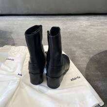 Cowhide Version~Genuine Leather Split Toe Pig Trotter Women's Shoes Look Slim And Thick With Thick Heels. Mid Heeled Boots For Women, Chelsea Women's Short Boots - Đen (một lớp) - Xem 7