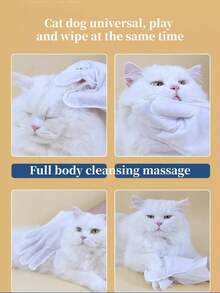 5/10pcs Pet Wipes, Waterless Pet Grooming Gloves, Pet Wet Wipes, Waterless Pet Grooming Gloves, Cat Bathing - Multicolor - View 3
