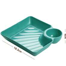 4pcs Reusable Food Containers, Square Snack Plates For Chips, Sushi, Dumplings, Desserts With Sauce Compartments