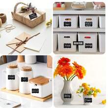 1/3卷（每卷120张标签）黑板玻璃罐标签，可重复使用防水黑色标签，波浪形标签，适用于厨房和食品储藏室整理，非常适合用于容器、罐子、香料和食品储存 - 黑色 - 查看 3