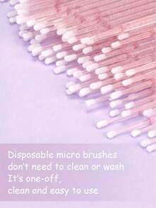 500/100pcs Micro Eyelash Brushes, Mini Eyelash Brushes, Pink Micro Eyelash Brushes, Disposable Crystal Micro Eyelash Brushes, Ultra-Fine Fiber Eyelash Brushes - Pink - View 5