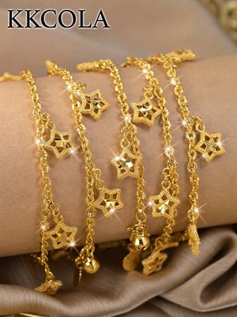 KKCOLA 1件时尚百搭星星手链，适合派对、节日、日常佩戴，可作为礼物送给爱人、妈妈、女儿，星星位置随机。