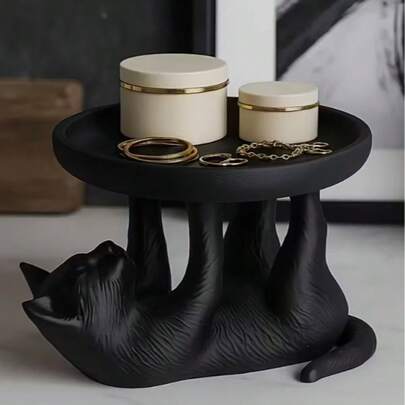 1pc Cat Shaped Jewelry Tray, Desktop Organizer For Jewelry, Watches, Cosmetics And More