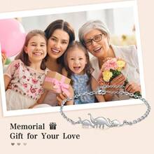Pulsera de elefantes dinosaurios en plata de ley para mujer diseño de eslabones ajustables de moda joyería de animales regalos motivacionales para mujeres mamá esposa familia - Pulseras de corazón de dinosaurio - Ver 6