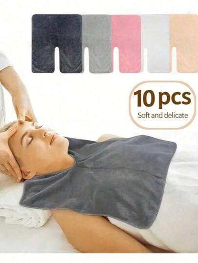 5/10 piezas Toallas en forma de U, para salón, spa, masaje, cuidado facial, envoltorio de cuello de microfibra recalentable y reutilizable, 19.69*13.78 pulgadas (50*35cm) Decoración de baño