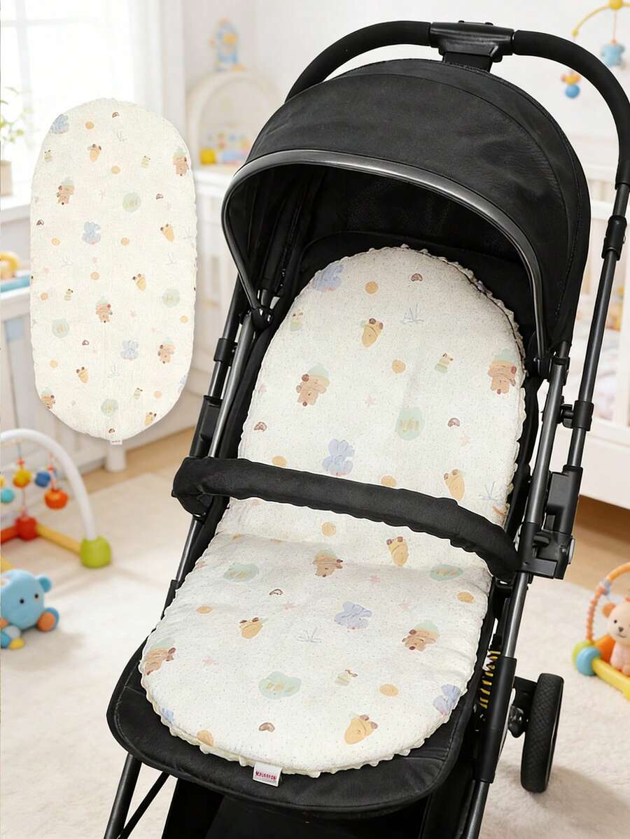 1pc Baby Stroller Seat Cushion, Plush Fabric Warm Lining For Infant Car Seat/High Chair, Soft & Skin-Friendly, Multiple Patterns Available, Comfortable Seating For Baby All Seasons