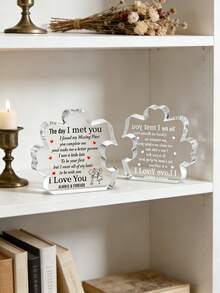 Romantic Acrylic Puzzle, "I Love You, I Will Love You Forever" Puzzle Plaque - Desktop Decor, Perfect For Valentine's Day, Anniversary Or Birthday Gift. Suitable For Gifting To Her, Him, Boyfriend, Girlfriend, Husband, Wife, Newlyweds, Groomsmen, Bridesmaids, Birthday Presents, For Him/Her.