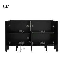 Sideboard, Teardrop-Shaped Sideboard With Molded Doors And Buffer Hinges - 黑色 - 查看 5