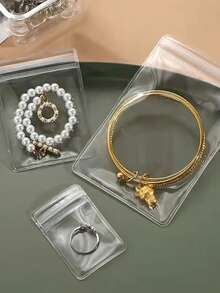 5 Packs (500Pc) PVC Transparent Jewelry Bags - Resealable Self-Adhesive Pouches For Rings, Bracelets & Necklaces | Dust-Proof Organizer For Home, Travel & Retail Packaging