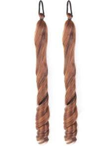 16英寸长波浪形合成马尾辫发圈，弹性发带发饰，马尾辫接发，双马尾辫洛丽塔风格 - 彩色 - 查看 12