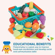 Battat Juguetes de Comida para Niños Juego de Comida con Tablas de Cortar y Accesorios Cesta de Productos del Mercado de Granjeros Fruta para Niños Pequeños Edad 2 Años,37057152 - Multicolor - Ver 6