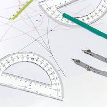 30PCS Clear Plastic Student Math Protractor 15cm Long 180 Degree for Angle Measurement - como en la foto - Ver 6