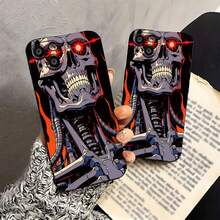 Estuche para teléfono con diseño de robot de calavera compatible con estuches para teléfonos   17  16 Pro Max  15 Pro Max  13 y  12 A prueba de golpes, resistente al agua y a los arañazos Un gran regalo para familiares, amigos, seres queridos, novios/novias y para Navidad - Negro - Ver 5