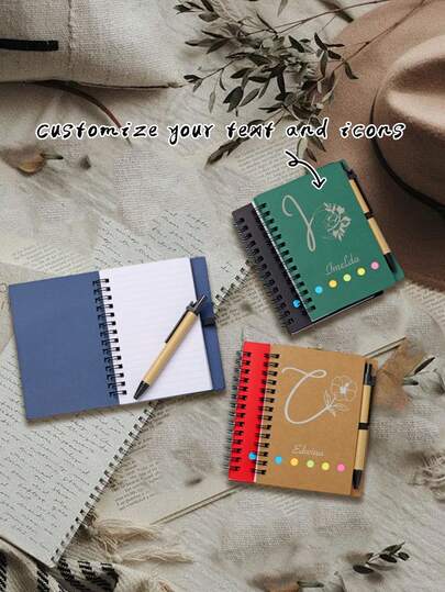 1pc (Including Pen) Custom Text And Personalized Design Pocket Notebook And Memo Set, Suitable For Work Notes, Family Messages, Study Marks, And Index Bookmarks. A Multifunctional Planner Notebook That Also Serves As A Decorative Item, Suitable For Work, Family Communication, Study Marks, Index Bookmarks, Office, And School Supplies