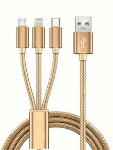 Cable de carga USB trenzado de nailon 3 en 1, cable de carga rápida universal USB a Lightning/Tipo-C/Micro USB, compatible con iPhone 14/13/12/11/Pro/Pro Max/XS Max/XS/XR/X y series, cable de carga de alta eficiencia certificado MFi - Multicolor - Ver 2