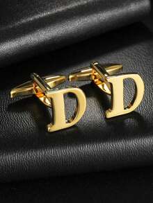 1 Pair A-Z 26 English Letter Stainless Steel Cufflinks, Men's Fashion French Cufflinks, Suitable For Wedding, Birthday, Business, Daily Wear, Gold, Silver, Cross-Border Supply Gold 26 Smooth Metal Stainless Steel Cufflinks Wholesale For Men's Dress Shirts - Yellow Gold - View 37