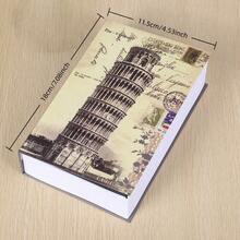 1 pieza Caja fuerte de libro creativa, caja fuerte oculta con cerradura de llave con diseños de Torre de Pisa, coche, Big Ben en tamaño pequeño/mediano/grande, caja fuerte miniatura realista para oficina, dormitorio, caja de almacenamiento decorativa - Torre inclinada de Pisa - Ver 12