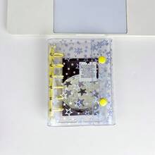 A7尺寸便携式透明星形活页夹，透明贴纸簿，照片收纳袋，相册，预算计划本，日记本，笔记本，办公用品，适用于上班族、学生、计划爱好者、办公室职员、文具收藏家、预算规划师、日常办公、校园学习、计划制作、预算记录、照片收纳、通勤携带，透明可视，星形设计美观，便携易带，兼容活页纸 - 裝飾卡夾 - 查看 6