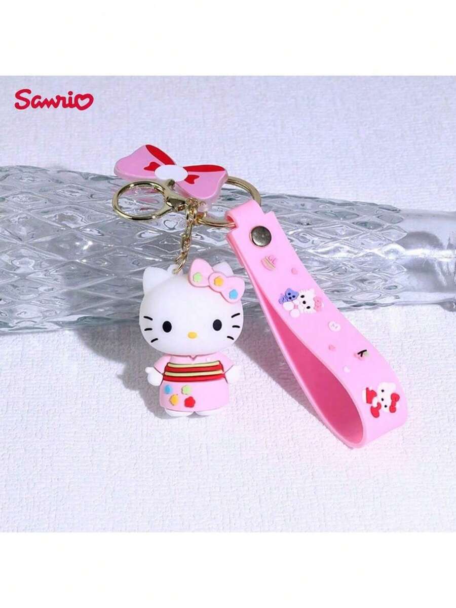 SANRIO 1个三丽鸥官方授权趣味周边钥匙扣卡通可爱钥匙链漂亮日常背包挂件汽车钥匙装饰派对礼物送给女朋友 - 彩色 - 查看 1