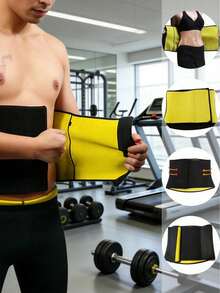 1 Piece, High-Elasticity High-Pressure Fitness Waist Belt For Fat Burning, Core And Abdominal Sculpting - Self-Adhesive Black/Yellow Sweatproof Waistband For Running Training, Multi-Scenario Body Shaping And Posture Support - Multicolor - View 4