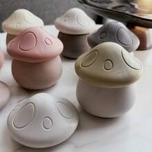 蘑菇硅胶模具套装 - 3D收纳盒、烛台、花盆和树脂罐模具，适用于石膏、水泥和DIY工艺品 - 白色 - 查看 1