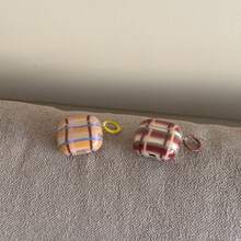 复古透明拼接格子耳机保护套，带挂环，兼容 Pro 2、可爱 Apple 4、简约 3 新半代，女士耳机保护套 - 彩色 - 查看 5